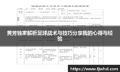 黄芳独家解析足球战术与技巧分享我的心得与经验